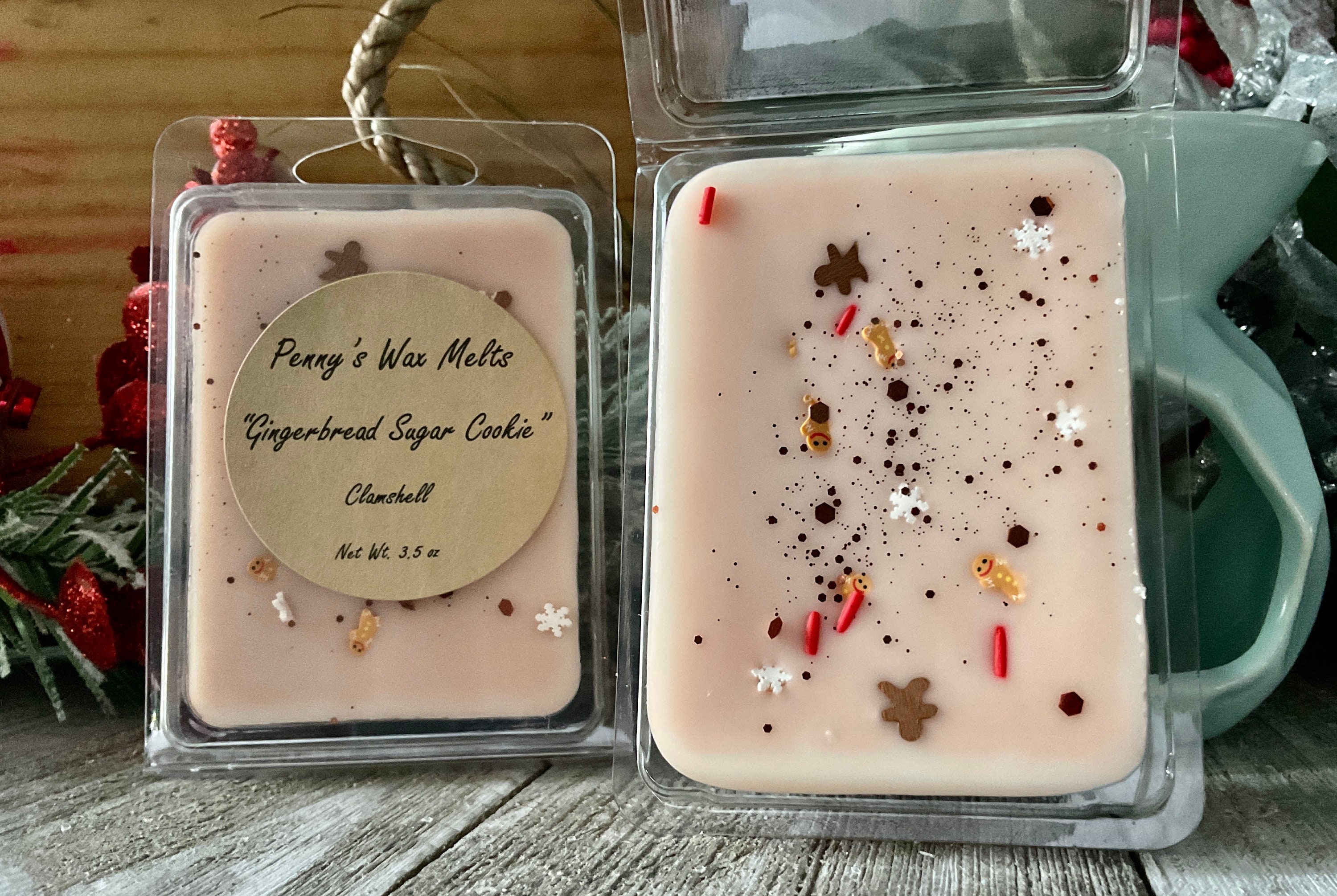 Winter Scented Wax Melts, Christmas Soy Wax Melts Gift Set, Wax Cubes/Tarts  for Warmer - Christmas Wreath, Gingerbread, Sugar Cookie, Peppermint
