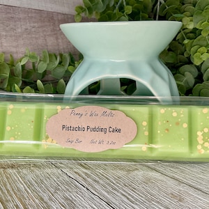 Pistachio Pudding Cake, 3.2 oz Wax Snap Bar, XL Wax Bar, Strong Scented Wax Melts