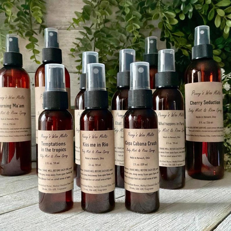 Body Mist Spray, Room Sprays, Perfume and Cologne Body Room Spray. Linen and Air Freshener Spray
