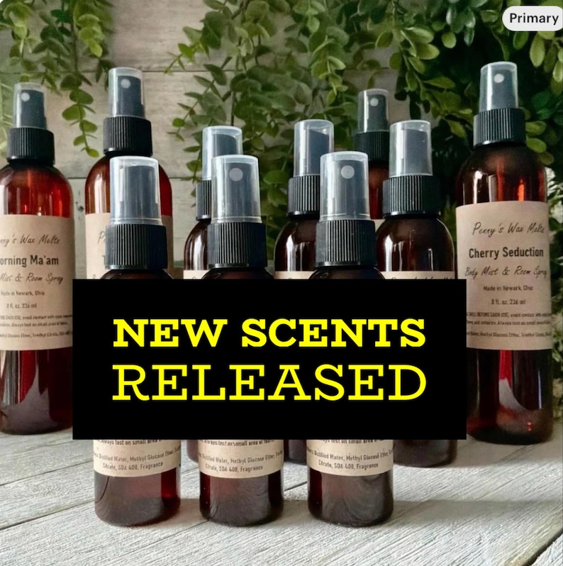 Scented Body Mist and Room Spray, Choose Your Scent, 2oz, 4oz, 8oz bild 1