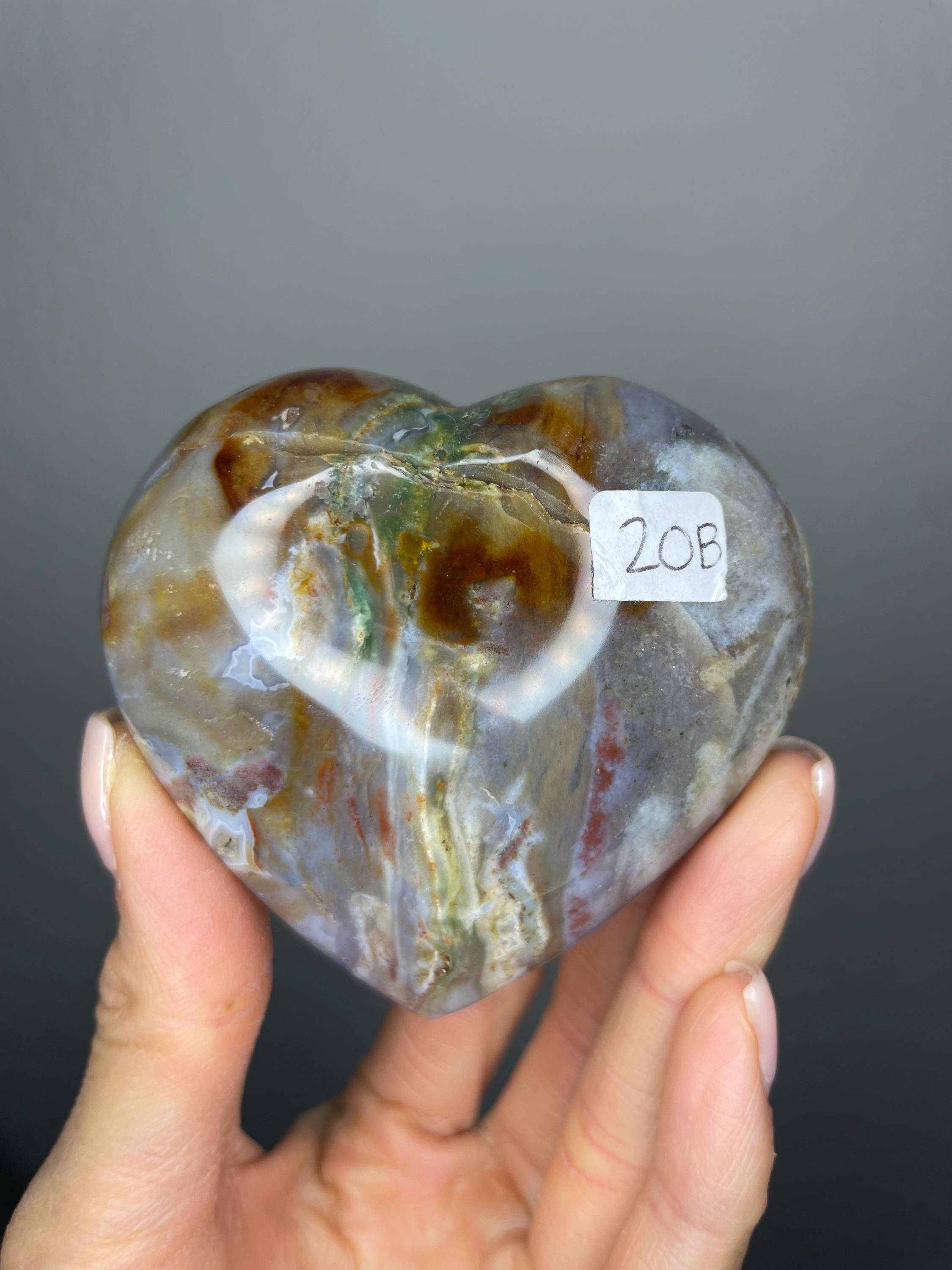 Ocean Jasper Heart - Colorful - sea jasper - natural
