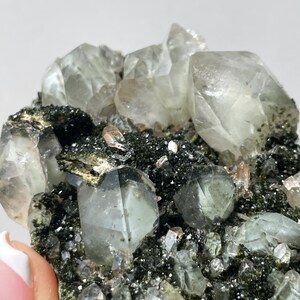 Fairy Forest Epidote in Quartz Cluster - Natural Rough Specimen from Turkey - Turkish Mineral - Phantom - Druzy - Free US shipping