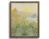 Impressionist Sunset Landscape after Monet, Altered Oil Painting, Original Artwork, Print or Canvas, 8x10, 11x14, 16x20, 24x30 in