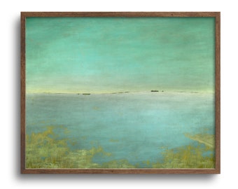 Turquoise Ocean Landscape Print, Minimal Wall Art, Original Artwork, Paper or Canvas Print, 8x10, 11x14, 16x20, 24x30, 32x40 in