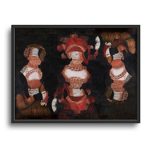 Portrait of Three Women after Lucas Cranach, Altered Antique Oil Painting, Renaissance Art, Paper or Canvas–6x8, 9x12, 12x16, 18x24, 24x32in