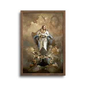 Immaculate Conception, Altered Antique Oil Painting, Baroque Art, Original Artwork, Print or Canvas–6x9, 8x12, 12x18, 16x24, 20x30, 26x39 in