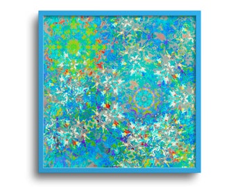 Aqua Blue Abstract Painting, Original Artwork, Square Giclée Print, Paper or Canvas– 8x8, 12x12, 16x16, 20x20, 24x24, 30x30 in
