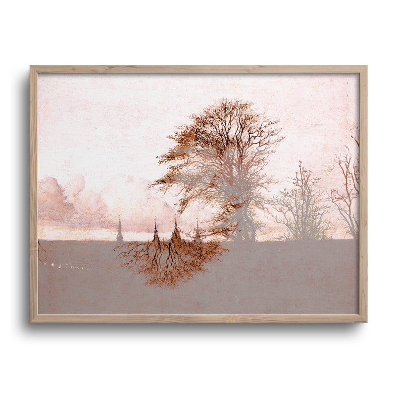 Abstract Landscape with Tree, Altered Vintage Oil Painting, Original Artwork, Paper or Canvas Print, 6x8, 9x12, 12x16, 18x24, 24x32 in image 1