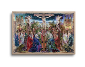 The Crucifixion, Altered Antique Religious Painting, Sacred Art, Original Artwork, Print or Canvas –6x9, 8x12, 12x18, 16x24, 20x30, 26x39 in