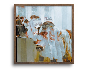 Belle Epoque Cafe Scene Art Print: Altered Antique Painting