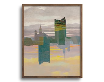 Surreal Landscape, Altered Vintage Oil Painting, Original Artwork, Paper or Canvas Print, 8x10, 11x14, 16x20, 24x30 in