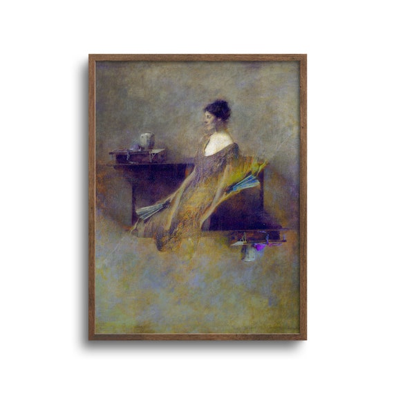 Vintage Portrait of a Woman at Her Desk, Altered Antique Painting, Original Artwork, Paper or Canvas – 6x8, 9x12, 12x16, 18x24, 24x32 in