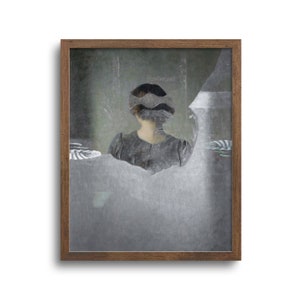 Woman Back Portrait, Surreal Wall Art, Altered Vintage Painting, Original Artwork, Fine Art Paper or Stretched Canvas