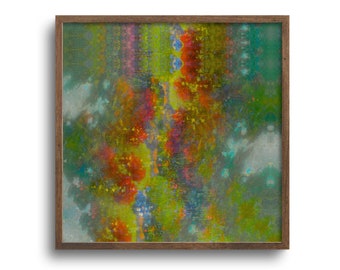 Green Red Abstract Art Print: Square Canvas or Fine Art Paper