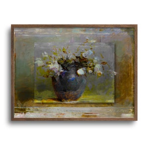 Antique Floral Oil Painting, Still Life, Floral Art Print, Altered Art, Original Artwork, Print or Canvas, 6x8, 9x12, 12x16, 18x24, 24x32 in