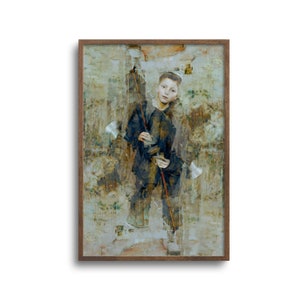 Vintage Portrait of a Boy, Altered Antique Oil Painting, Original Artwork, Print or Canvas – 6x9, 8x12, 12x18, 16x24, 20x30 in