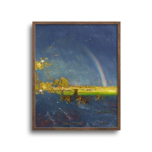 Surreal Rainbow Print, Altered Vintage Landscape Painting, Fine Art Paper or Canvas – 6x8, 9x12, 12x16, 18x24, 24x32, 32x40 in