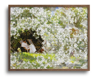 Flower Garden, Altered Vintage Oil Painting, Original Artwork, Print or Canvas–8x10, 11x14, 16x20, 24x30 in