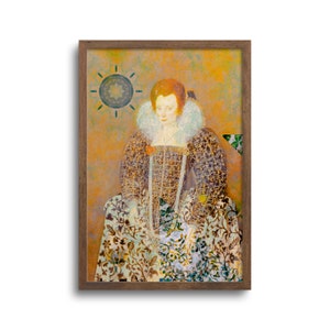 Vintage Portrait of a Lady, Elizabethan Wall Decor, Renaissance Art, Altered Antique Painting, Print or Canvas – 6x9, 8x12, 12x18, 16x24 in
