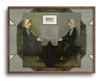 Altered Whistler Portrait, Vintage Oil Print, Surreal Home Decor