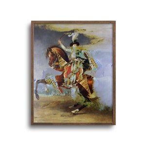 Equestrian Portrait, Altered Antique Oil Painting, Eclectic Decor, Original Artwork, Paper or Canvas Print, 8x10, 11x14, 16x20, 24x30 in