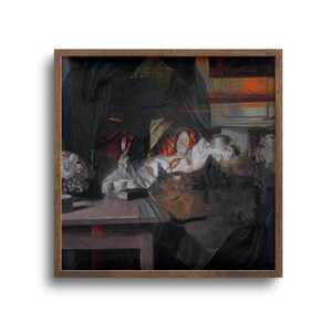 Moody Print, Dart Wall Art, Altered Antique Painting, Original Artwork, Fine Art Paper or Stretched Canvas, Unframed