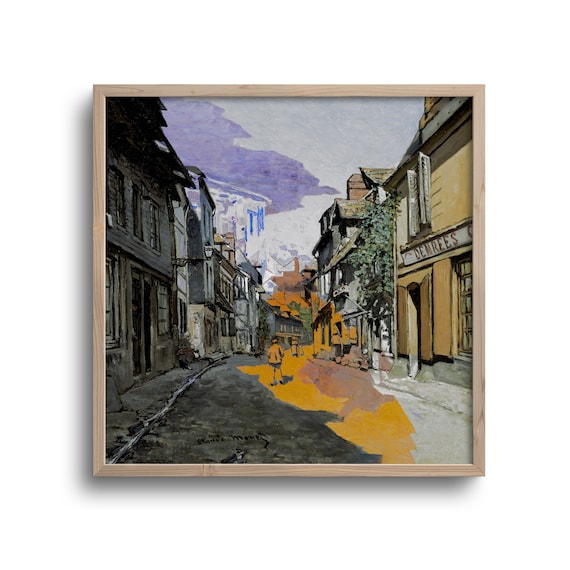 Vintage Urban Landscape, Altered Painting after Claude Monet, Paper or Canvas Print – 8x8, 12x12, 16x16, 20x20, 24x24, 30x30 in