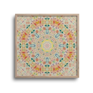 Kandinsky Style Mandala Art Print: Geometric Square Canvas