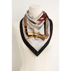 Foulard En Soie Jaeger Vintage - 74 X 75 Cm - Bleu - Bandana / Foulard Carré - Occasion