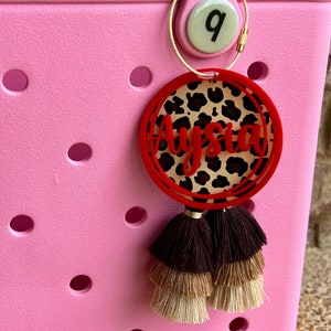 Leopard Bogg Bag Charm | Custom Bogg Bag Tassel | Beach Tote Charm | Personalized Bag Charm | Bogg Bag Accessories | Backpack Name Tag