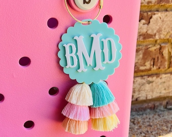Monogram Bogg Bag Charm | Bogg Bag Tassel | Beach Tote Charm | Personalized Bag Charm | Name Charm | Bogg Bag Accessories | Backpack Tag
