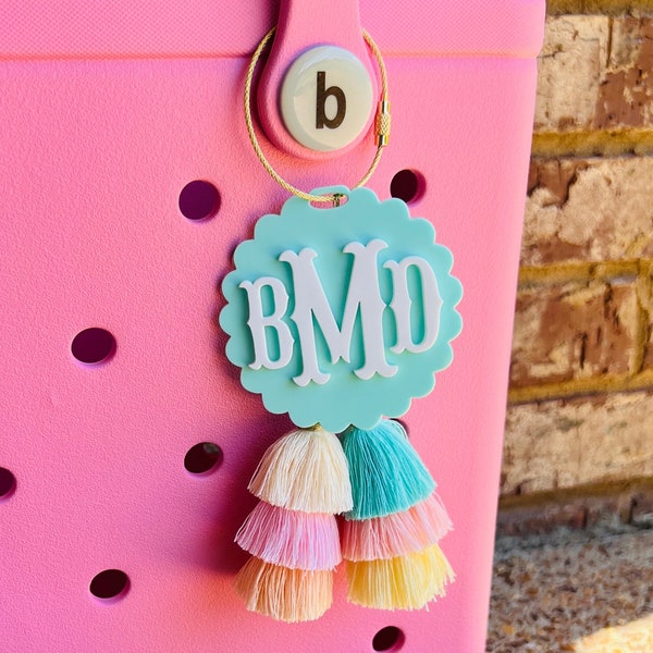 Monogram Bogg Bag Charm | Bogg Bag Tassel | Beach Tote Charm | Personalized Bag Charm | Name Charm | Bogg Bag Accessories | Backpack Tag