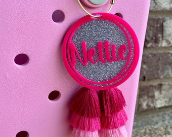 Custom Bogg Bag Charm | Bogg Bag Tassel | Acrylic Name Bag Tag | Personalized Bag Charm | Name Charm | Bogg Bag Accessories | Backpack Tag