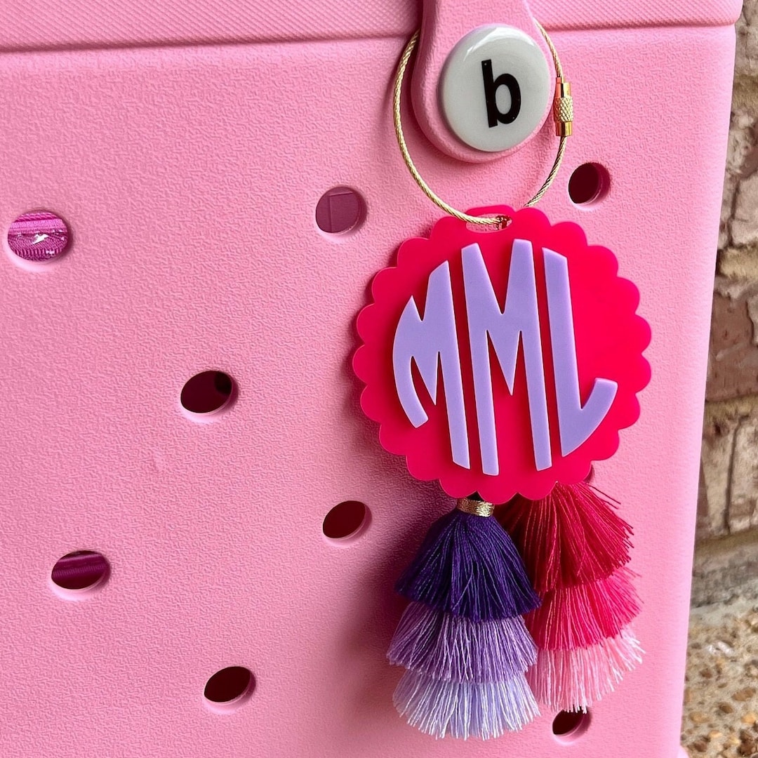 Monogram Bogg Bag Charm Bogg Bag Tassel Beach Tote Charm Personalized