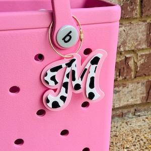 Cow Print Bogg Bag Charm | Custom Bogg Bag Initial | Beach Tote Charm | Personalized Bag Charm | Bogg Bag Accessories | Backpack Tag