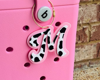 Cow Print Bogg Bag Charm | Custom Bogg Bag Initial | Beach Tote Charm | Personalized Bag Charm | Bogg Bag Accessories | Backpack Tag
