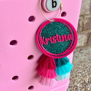 Custom Bogg Bag Tag | Bogg Bag Tassel | Beach Tote Charm | Personalized Bag Charm | Name Charm | Bogg Bag Accessories | Backpack Tag