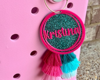 Custom Bogg Bag Tag | Bogg Bag Tassel | Beach Tote Charm | Personalized Bag Charm | Name Charm | Bogg Bag Accessories | Backpack Tag