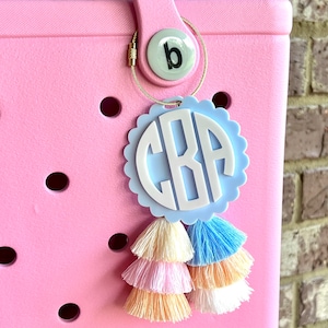 Monogram Bogg Bag Charm Bogg Bag Tassel Beach Tote Charm Personalized Bag Charm Name Charm Bogg Bag Accessories Bogg Initial image 1