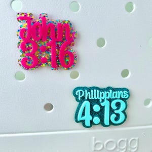 Bible Verse Bogg Bag Charm | Custom Bogg Bag Pop In | Gift for Friend | Faith Bogg Bag Bit | Personalized Bogg Bag Accessory | Scripture image 7