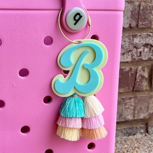 Groovy Letter Bogg Bag Charm | Bogg Bag Tassel | Beach Tote Charm | Personalized Bag Tag | Bag Tassel | Bogg Bag Accessories | Backpack Tag