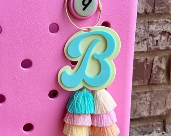 Letter Bogg Bag Charm: Groovy Acrylic Initial with Tassel