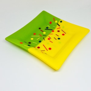 Fiesta dish, Glass Trinket Dish - Fused Glass Plate - Fused Glass Dish - Glass Candle Dish - Fused Glass Tray