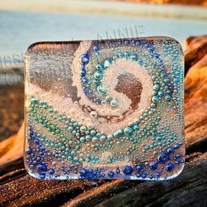 Nightlight Fused Glass Beach, Ocean Wave Turquoise