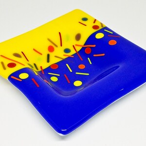 Fiesta dish, Glass Trinket Dish - Fused Glass Plate - Fused Glass Dish - Glass Candle Dish - Fused Glass Tray
