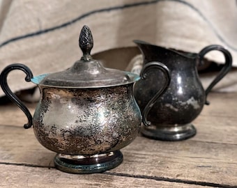 Vintage Newport Silverplate Sugar Bowl & Creamer Set