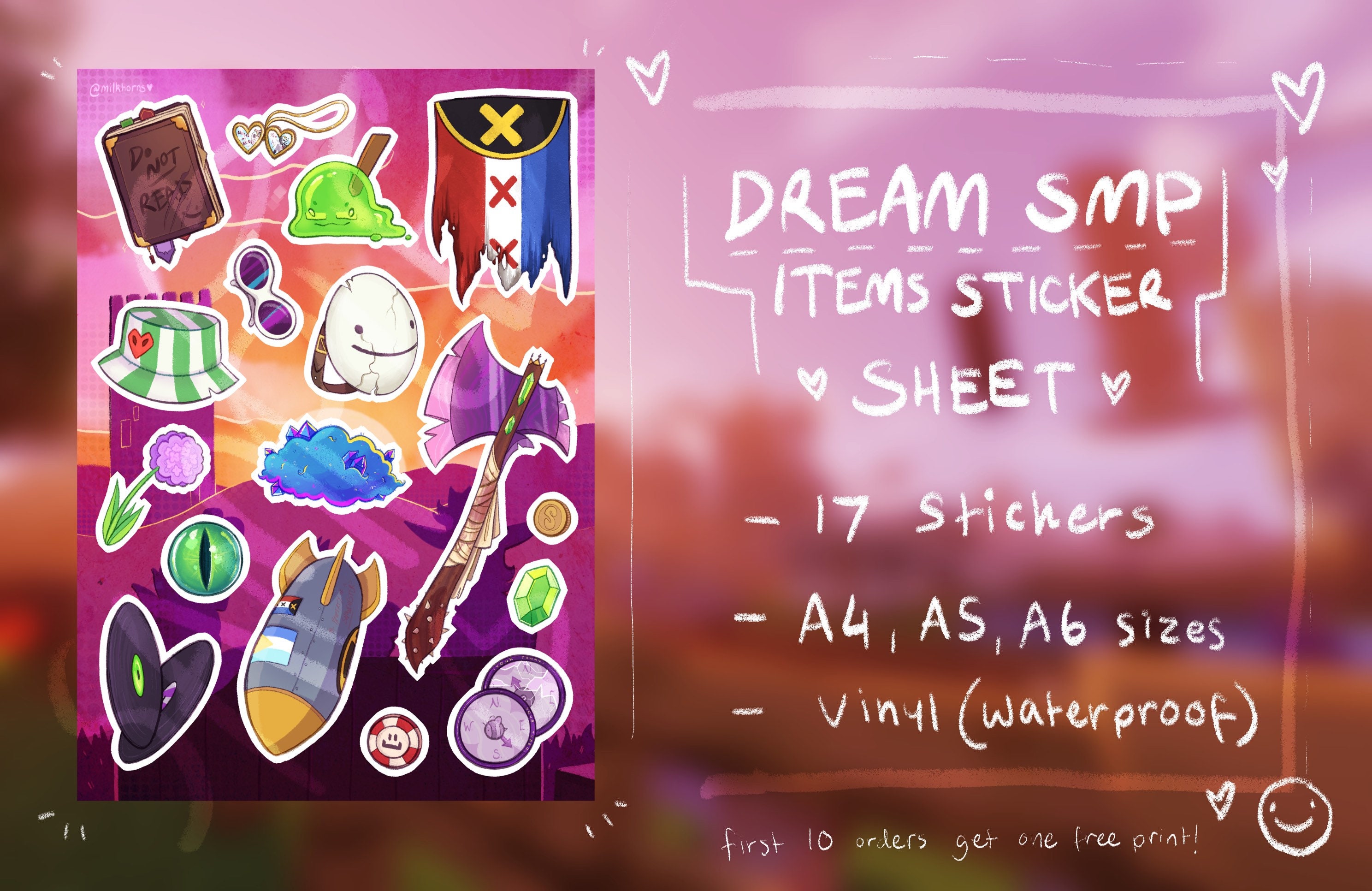 dream smp item sticker sheet etsy