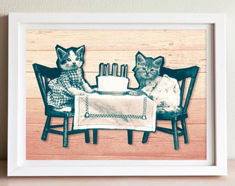 Vintage Cats - Birthday Party Art Print