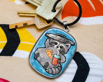 Snack Raccoon Rounded Frame Keychain
