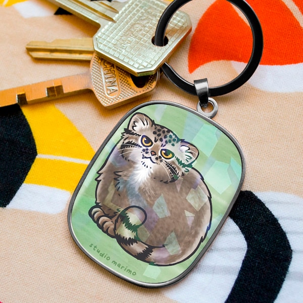 Pallas's Cat / Manul Cat Rounded Frame Keychain